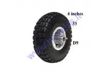 FRONT WHEEL WITH TIRE FOR GASOLINE SCOOTER 4.10-3.50 FITS GS4903