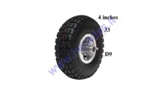 FRONT WHEEL WITH TIRE FOR GASOLINE SCOOTER 4.10-3.50 FITS GS4903