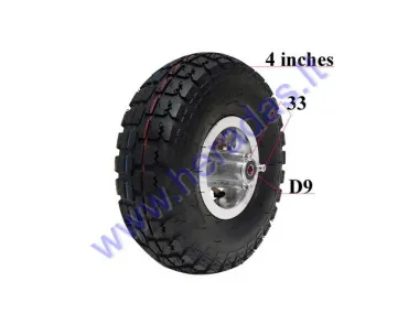 FRONT WHEEL WITH TIRE FOR GASOLINE SCOOTER 4.10-3.50 FITS GS4903