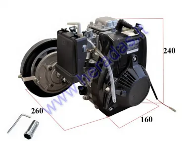 Motorinio dviračio benzininis keturtaktis variklis 4T 53cc diržinė pavara (pilasi grynas benzinas) 144F-1G  1.6kw
