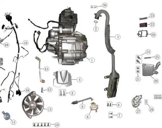 ATV engine accessories diagram. CG type.