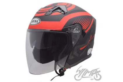 ŠALMAS ATVIRAS JK528 JUODAS RAUDONAS MATINIS XL