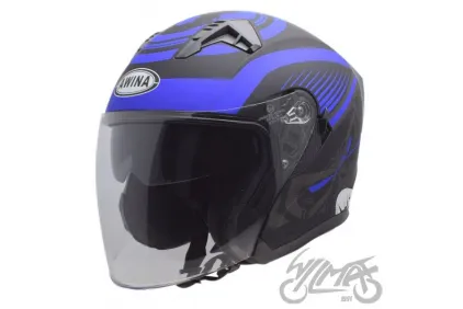 HELMET OPEN FACE TYPE JK528 BLACK BLUE MATT M ECE
