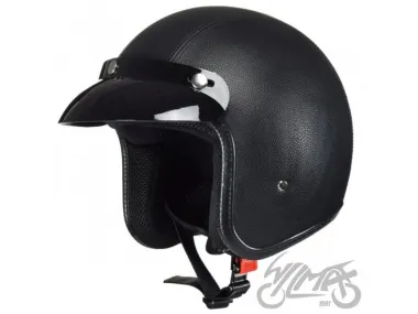 HELMET AWINA OPEN FACE XXXS TN8658 BLACK LEATHER-LOOK W/O ECE