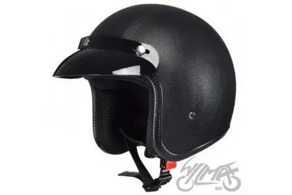 HELMET AWINA OPEN FACE XXXS TN8658 BLACK LEATHER-LOOK W/O ECE
