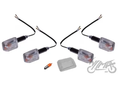 LAMP, TURN SIGNAL MINI BLACK, CLEAR LENS, LONG 4PCS+EXTRAS
