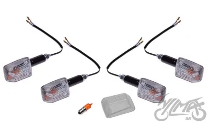 LAMP, TURN SIGNAL MINI BLACK, CLEAR LENS, LONG 4PCS+EXTRAS