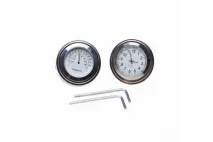 UNIVERSALUS LAIKRODIS IR TERMOMETRAS ANT VAIRO CHROME