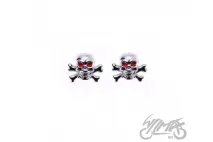 CAP, TIRE VALVE SKULL/BONES CHROME