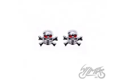 CAP, TIRE VALVE SKULL/BONES CHROME