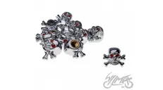 CAP, TIRE VALVE SKULL/BONES CHROME 10 PCS