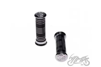 GRIPS, HANDLEBAR METAL ENGRAVED CAP EAGLE BLACK