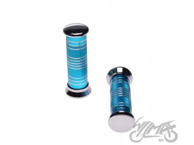GRIPS, HANDLEBAR METAL ENGRAVED BLUE