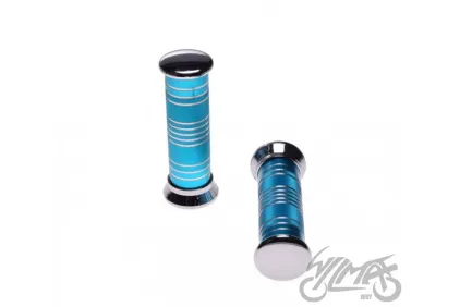 GRIPS, HANDLEBAR METAL ENGRAVED BLUE