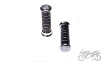 GRIPS, HANDLEBAR METAL ENGRAVED CAP EAGLE BLACK
