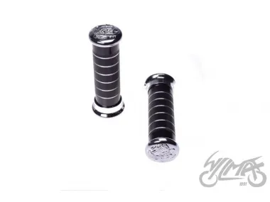 GRIPS, HANDLEBAR METAL ENGRAVED CAP EAGLE BLACK