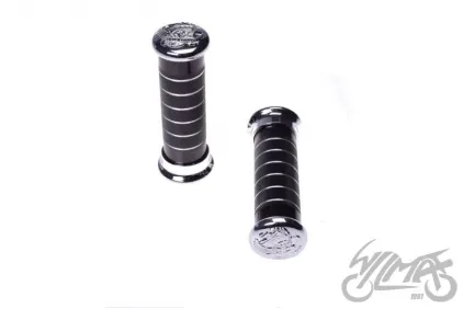 GRIPS, HANDLEBAR METAL ENGRAVED CAP EAGLE BLACK
