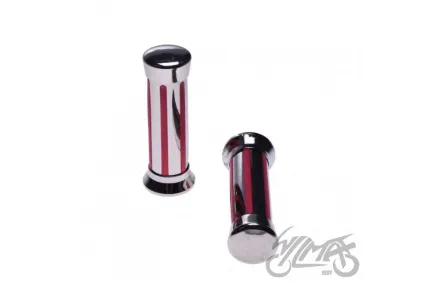 GRIPS, HANDLEBAR CHROME RED STRIPES