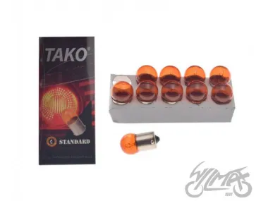 BULB 12V 10W G18 BA15S AMBER 10PCS PACK TACO