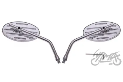 MIRROR, REAR VIEW DECOR. CHROME OVAL PAIR M10