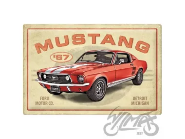 TIN SIGN 40x60 FORD MUSTANG GT RED 24017