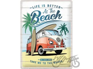 TIN SIGN 30x40 VW BULLI-BEACH META 63441