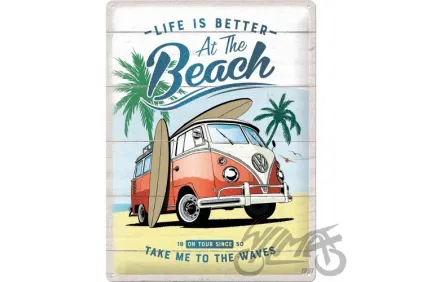 TIN SIGN 30x40 VW BULLI-BEACH META 63441