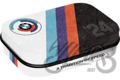 MĖTYNIŲ SALDAINIŲ DĖŽUTĖ BMW MOTORSPORT TRADITION 81435 4 VNT RINKINYS