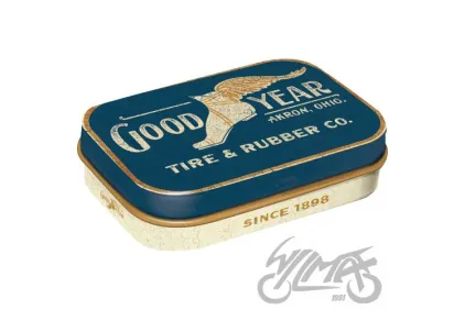 MĖTYNIŲ SALDAINIŲ DĖŽUTĖ GOODYEAR WING FOOT LOGO 81454 4 VNT RINKINYS