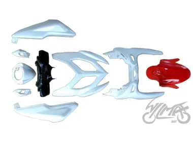 COVER SET, PLASTIC BODY PARTS WHITE-RED FOR YAMAHA AEROX