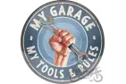 TIN SIGN ROUND 35cm MY GARAGE 25112