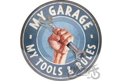 TIN SIGN ROUND 35cm MY GARAGE 25112