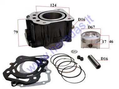 Cilindras ATV keturračio,motociklo 250cc vandeniu aušinamas D67 PIN16 ZS250 Tinka Shineray ATV 250 ST-9E 250