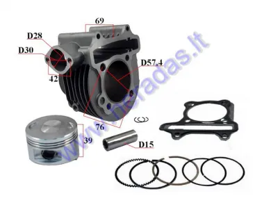 Cilindras ATV keturračio,motociklo GY6 150cc D57 Kymco Agility 150 Pgo G MAX  Malaguti Master