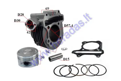 Cilindras ATV keturračio,motociklo GY6 150cc D57 Kymco Agility 150 Pgo G MAX  Malaguti Master