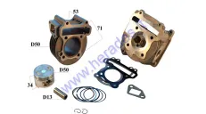 CYLINDER FOR SCOOTER WITH CYLINDER HEAD 90cc D50 PIN13 4-STROKE GY6