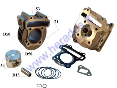 CYLINDER FOR SCOOTER WITH CYLINDER HEAD 90cc D50 PIN13 4-STROKE GY6