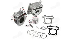 Cilindras motorolerio su galvute 90cc D50 PIN13 keturtaktis GY6