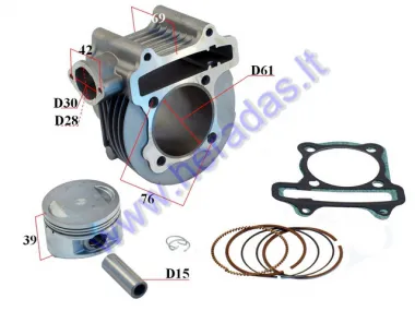 CYLINDER PISTON SET FOR ATV 180cc D61 PIN 15 4-STROKE GY6, Kymco TAIWAN