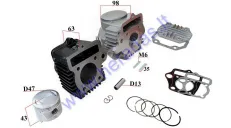 Cilindras, stūmoklis, galvutė motociklui, mopedui tinka NAKED50, FR50 tiuninguoti į 70cc D47 50-80CC 139FMB  Barton FR 50, Volcano 50, Bashan CK50S-7