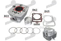 Cilindras stūmoklis IR GALVUTĖ keturračio motociklo CG 150cc D62 PIN15 162FMI CG150 pilnas komplektas