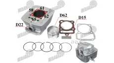 Cilindras stūmoklis IR GALVUTĖ keturračio motociklo CG 150cc D62 PIN15 162FMI CG150 pilnas komplektas