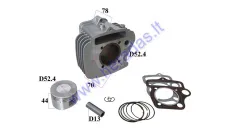 Cylinder piston set for for quad bike, motorcycle, moped 120cc 125cc  D52,4 PIN13 154FMB