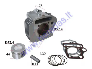 Cylinder piston set for for quad bike, motorcycle, moped 120cc 125cc  D52,4 PIN13 154FMB