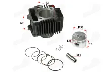 Cylinder piston for motorcycle 125cc analog CBF33020