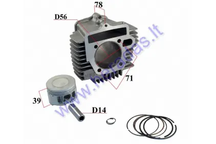 Cilindras stūmoklis motociklui 150cc LIFAN variklis D56 PIN14 Cilindras stūmoklis motociklui 150cc LIFAN variklis D56 PIN14