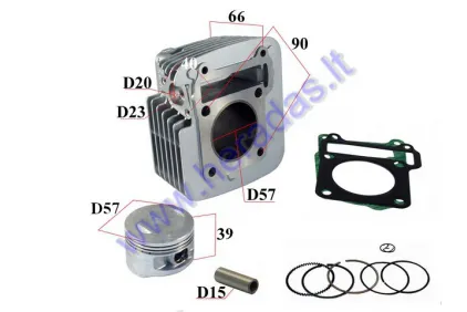 Cilindras  stūmoklis motociklui 150cc Yamaha YBR 150 D57mm PIN15