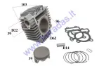 Cilindras  stūmoklis motociklui 190cc ZS190 W190 variklis D62 PIN14