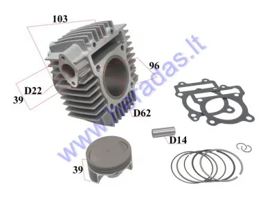 Cilindras  stūmoklis motociklui 190cc ZS190 W190 variklis D62 PIN14