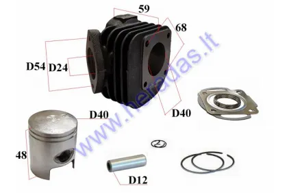 Cilindras stūmoklis motoroleriui 2T D40 50cc Honda Dio AF34 AC